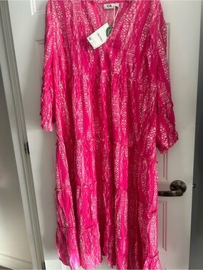 Hot Pink Printed Women’s Tiered Dress
